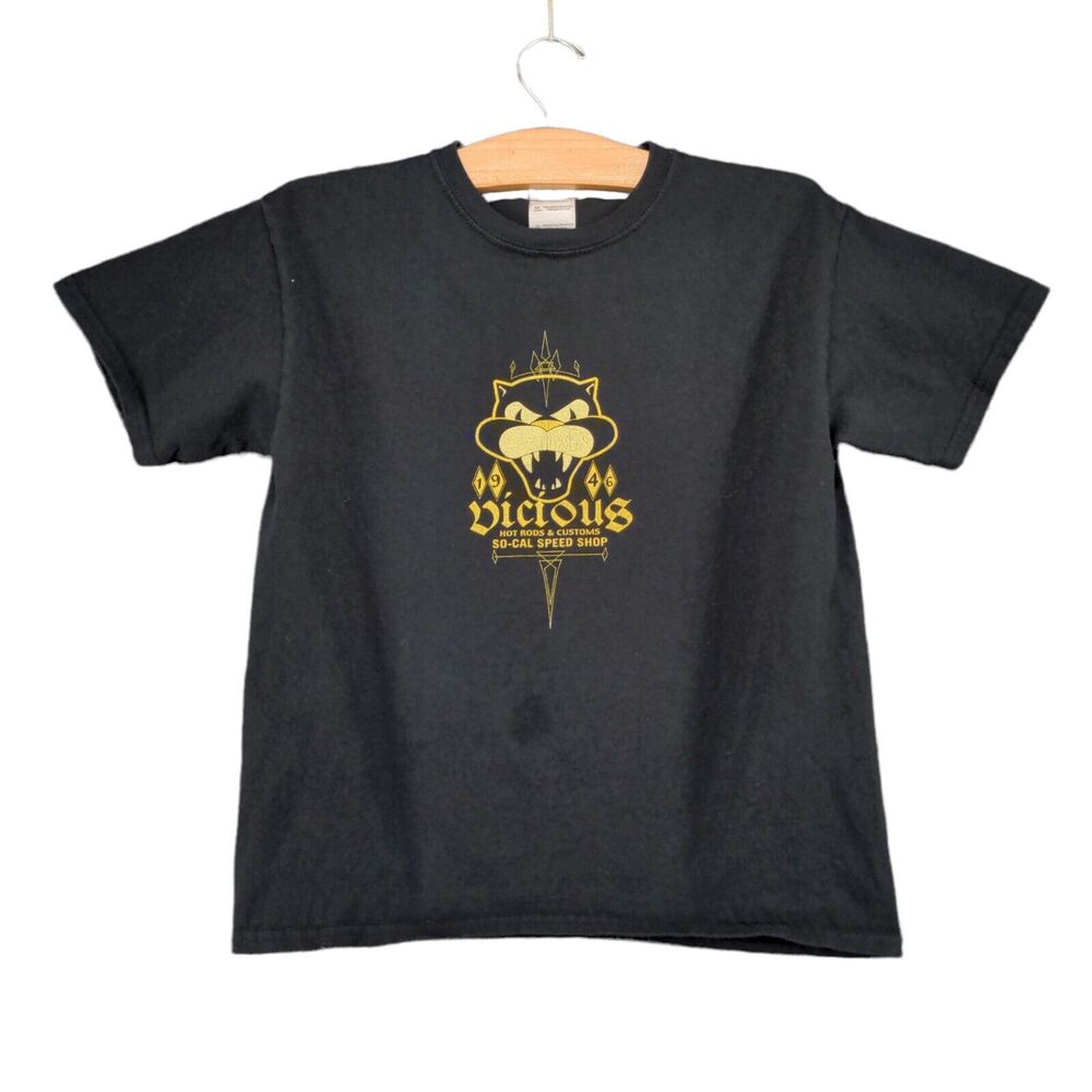 So-Cal Speed Shop Vicious Cat Hot Rods T-Shirt Graphic Logo Size M Black